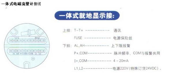 一體式電磁流量計(jì)接線方式圖