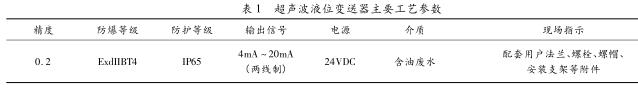 超聲波液位變送器主要工藝參數(shù)